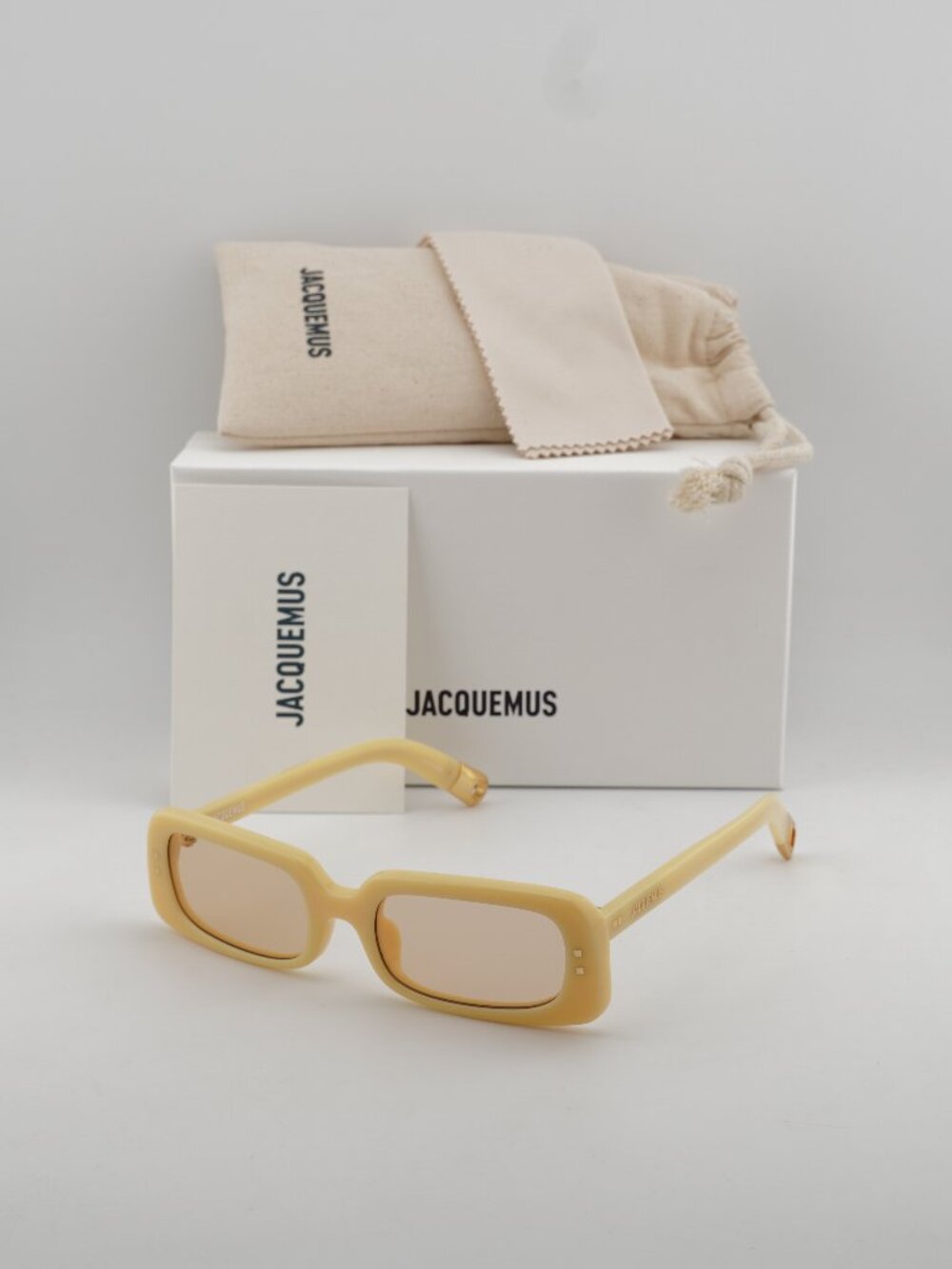 Jacquemus AZZURO JAC/47 C3 Rectangle Sunglasses - Pear / Peach